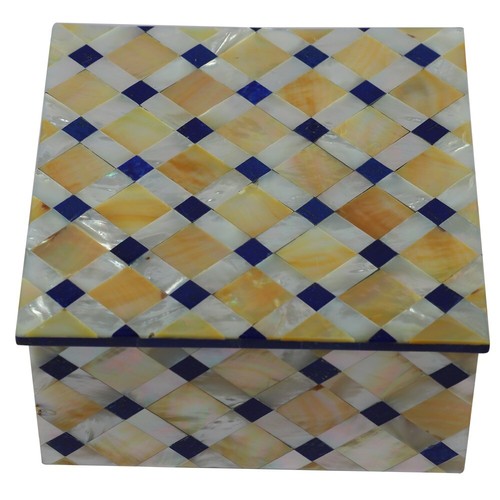 6"x6" Marble Jewelry Box Semi Precious Stones Handmade Decor And Gifts - Picture 3 of 5