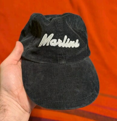 vintage nike florida marlins Corduroy Script Black Cap hat Strap Back  Women's