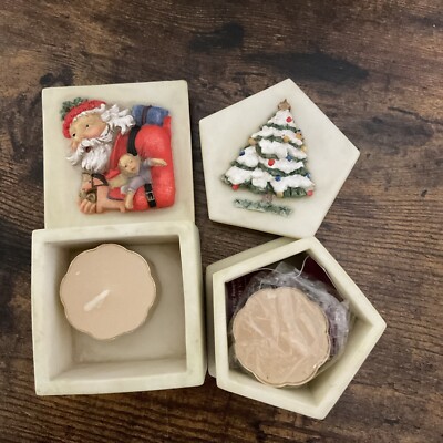 Christmas 2 Ibis & Orchid Boxes Of Light Trinket Box/t Santa And Tree