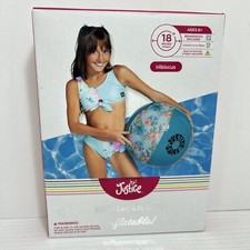 Justice Beach Ball 18 inch, Green, Hibiscus Tropical Floral Inflatable Sealed