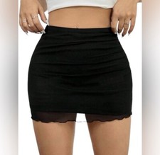 Black Knitted Mesh Women's Skirt