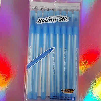 BIC Round Stic Kugelschreiber 8 Stück Blau - Medium Strichstärke 1,0 mm - NEU