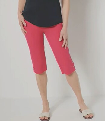 Isaac Mizrahi Live Tall 24/7 Stretch Slim Pedal Pusher Womens 8 Pink Punch NEW