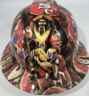 PYRAMEX New Full Brim Hard Hat Custom Hydro Dipped SAN FRANCISCO 49ER'S SUPERBOWL LVIII