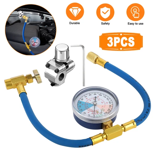 BPV31 Bullet Piercing Tap Valve Kit for Refrigerator AC System w/ Pressure Gauge