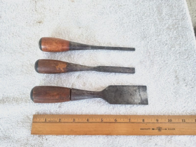 3 Antique Stanley Everlasting Chisels 1/4'' 1/2'' & 1 1/2'' Sweetheart USA
