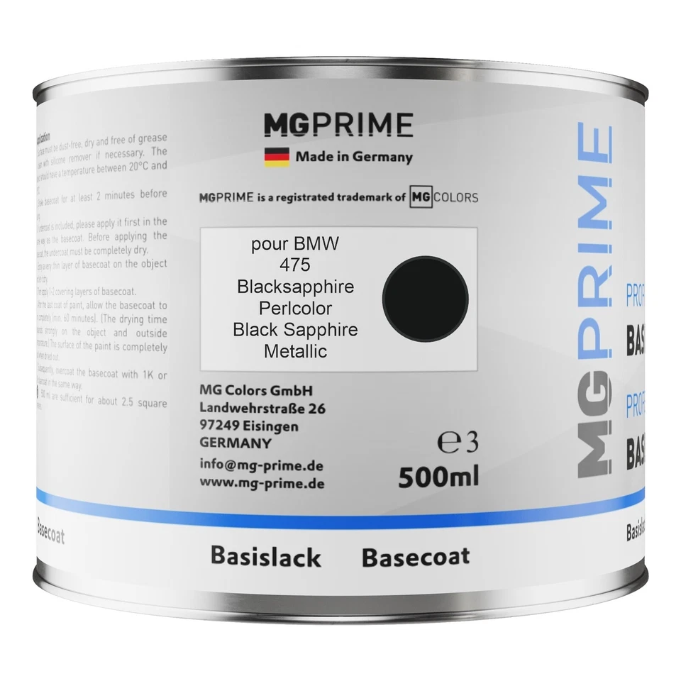 Peinture voiture kit couche de fond pour BMW 475 Blacksapphire Perlcolor 1,25L - Photo 2/4