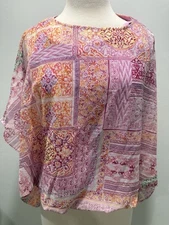 Chico's Jersey Blouse, Coastal Tile Bubble Hem Top Multiple Colors New