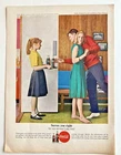 Vtg Coca Cola Coke Print Ad 1962 Teen Couple and Little Sister Kitchen Decor