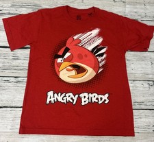 Boy's Red Angry Birds Short Sleeve Tee Shirt Sz Youth Medium