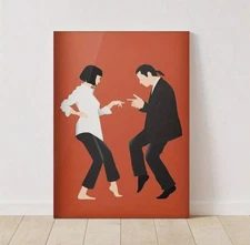 Canvas Wall Art  PULP FICTION  Vincent and Mia  Movie  Unframed  12 x 16    681