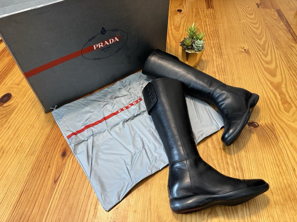 PRADA Calzature Donna Nappa Sport B Nero Black Leather Riding