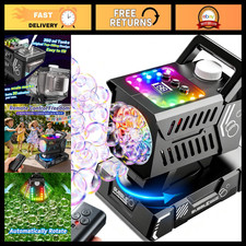 Remote Control Bubble Machine with Auto Rotation 11 RGB LED Lights