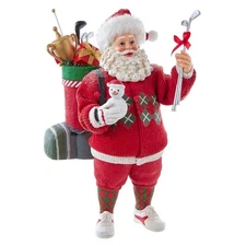 Kurt S. Adler 10.5-Inch Fabriché Golf Santa Figurine