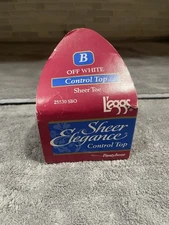 Vintage Leggs Sheer Elegance Sheer Toe Off White Control Top Size B New In Box