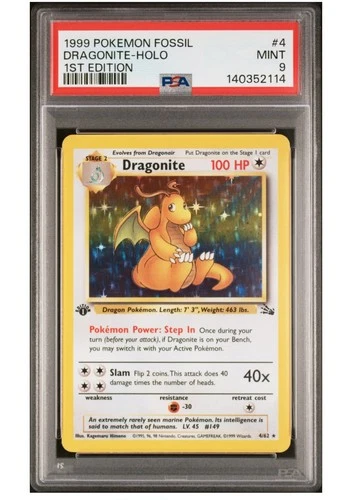 PSA 9 - 1st Edition Dragonite Holo Pokemon Card (1999) #4 English