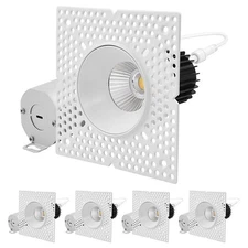 Luxrite 2" Push-n-Lock Trimless LED Recessed Light 5CCT 60° 1100LM 4-Pack