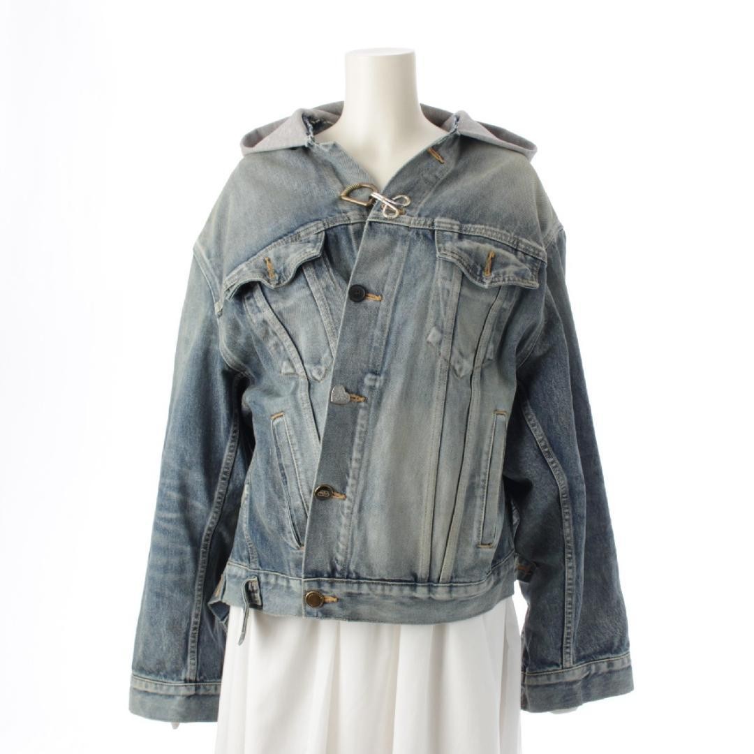 USED GOOD CONDITION BALENCIAGA 22 HOODED DENIM JACKET SIZE 32 0IE GOOD