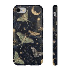 Luna Moth Celestial Moon Phone Case Night Sky Vintage Moth Aesthetic Lunar