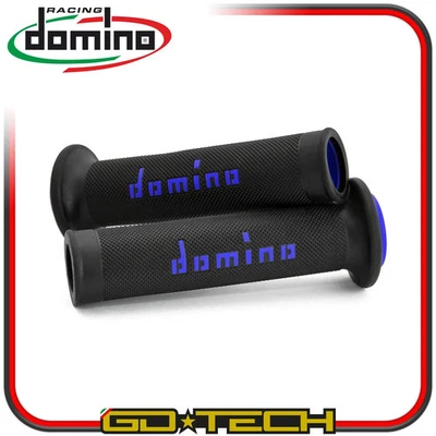 Poignées Domino A010 Moto Scooter Stradales Noir Bleu ON ROAD RACING Perforées - Photo 1/2