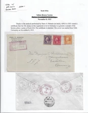 1913 Tuffs College, Ma to Eisleben, Germany Regis. w/Sc # 416a w/cert (65430)