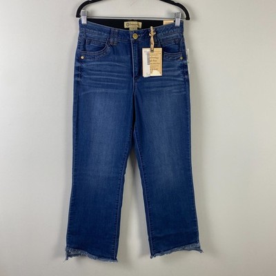 Democracy Ab Technology High Rise Cropped Itty Bitty Flare Jeans Size 8 Fray Hem