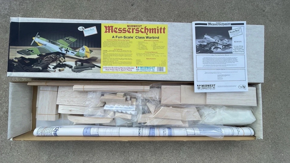 Vintage MIDWEST Messerschmitt with 54” Wingspan WARBIRD Airplane Model Kit! - Image 3 of 4