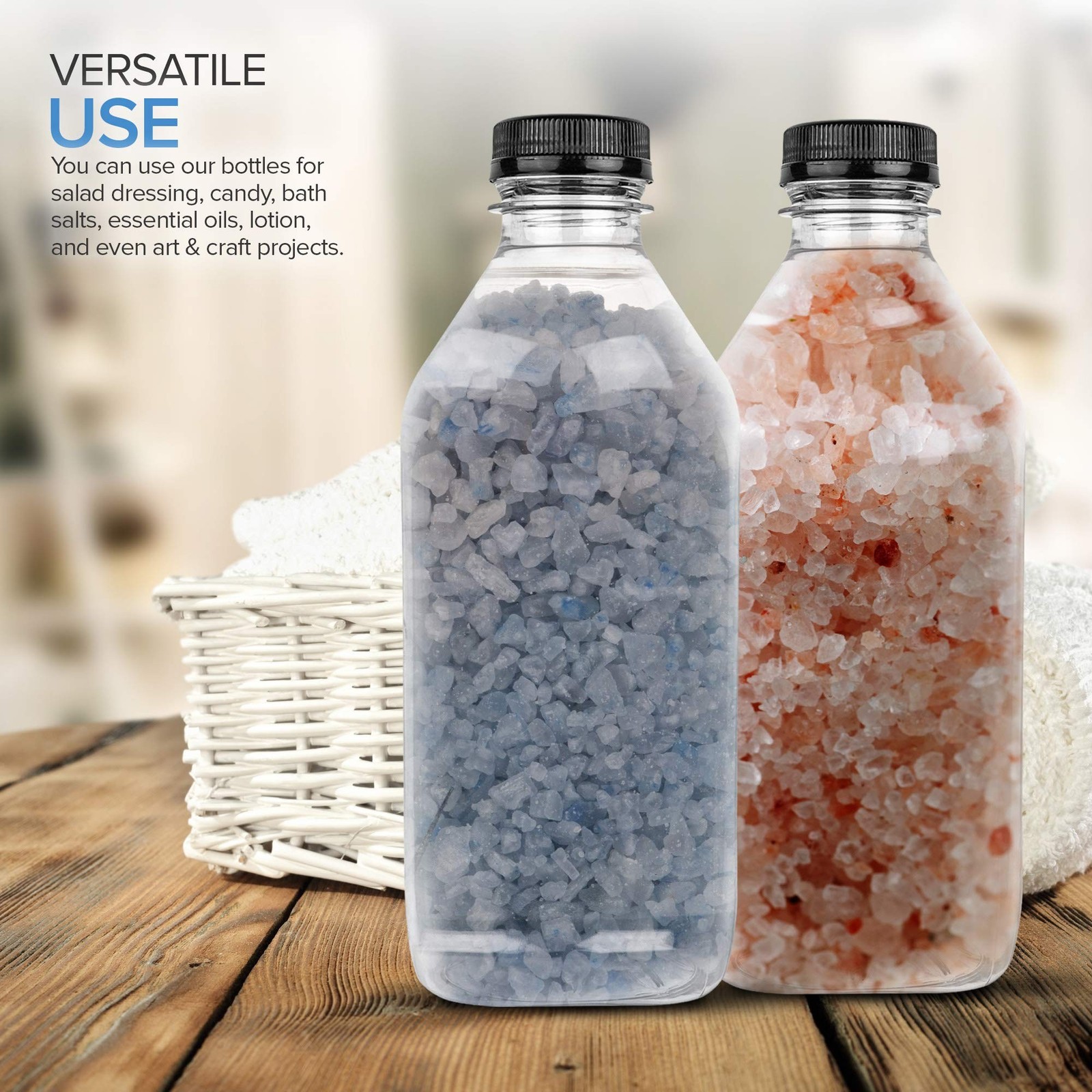 Clear Plastic 32 Oz Water Bottles Drink Containers Juice Bottles | with Caps,...