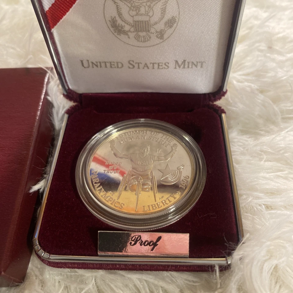 1996 Atlanta Centennial Olympic Silver $1 Proof Coin, 90% Silver, Box & CoA  - Image 3 of 4