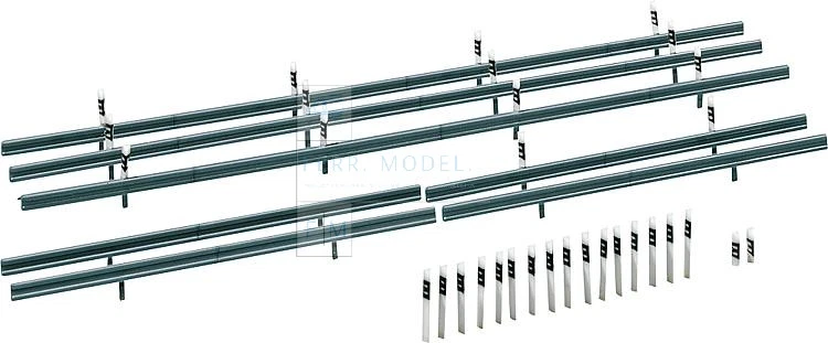 FALLER 180535 - Set guardrail stradali con paletti di limitazione, scala H0 1:87