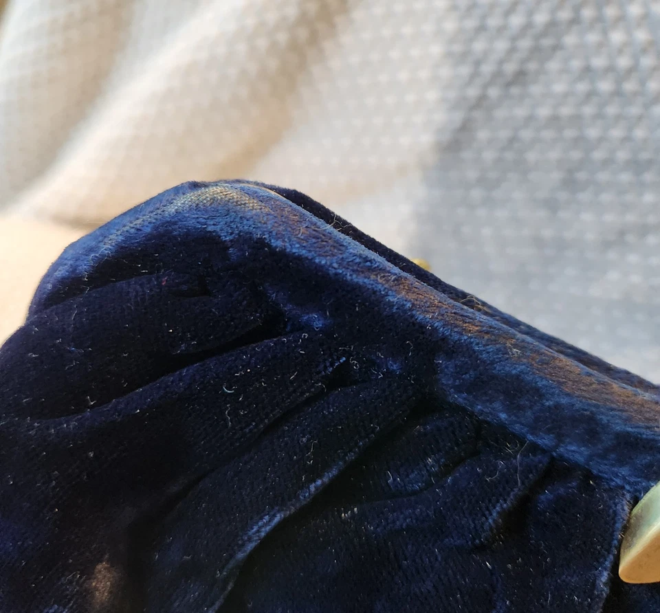 Bolso sin asas exclusivo de noche L and M Spot-Lite terciopelo azul marino vintage años 50/60 Foto 3 de 4