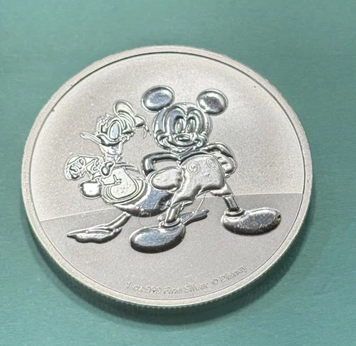 MICKEY MOUSE • DONALD DUCK 1 OZ .999 FINE SILVER 2023 Niue $2 Coin DISNEY 🎥⭐️