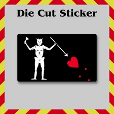 Edward Teach - Blackbeard Flag Sticker, Waterproof Die Cut Vinyl Printed Decal