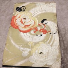 Vintage Floral Obi Belt Gold Silk Look Long 370cm with Stains