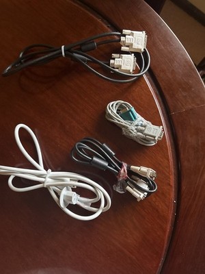 Computer Monitor Cable Lot DVI VGA x2 + Power Cord PC Display Bundle