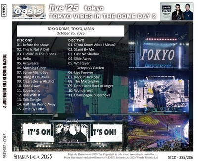 OASIS / 2025 TOKYO VIBES IN THE DOME DAY 2 (2CD) | eBay