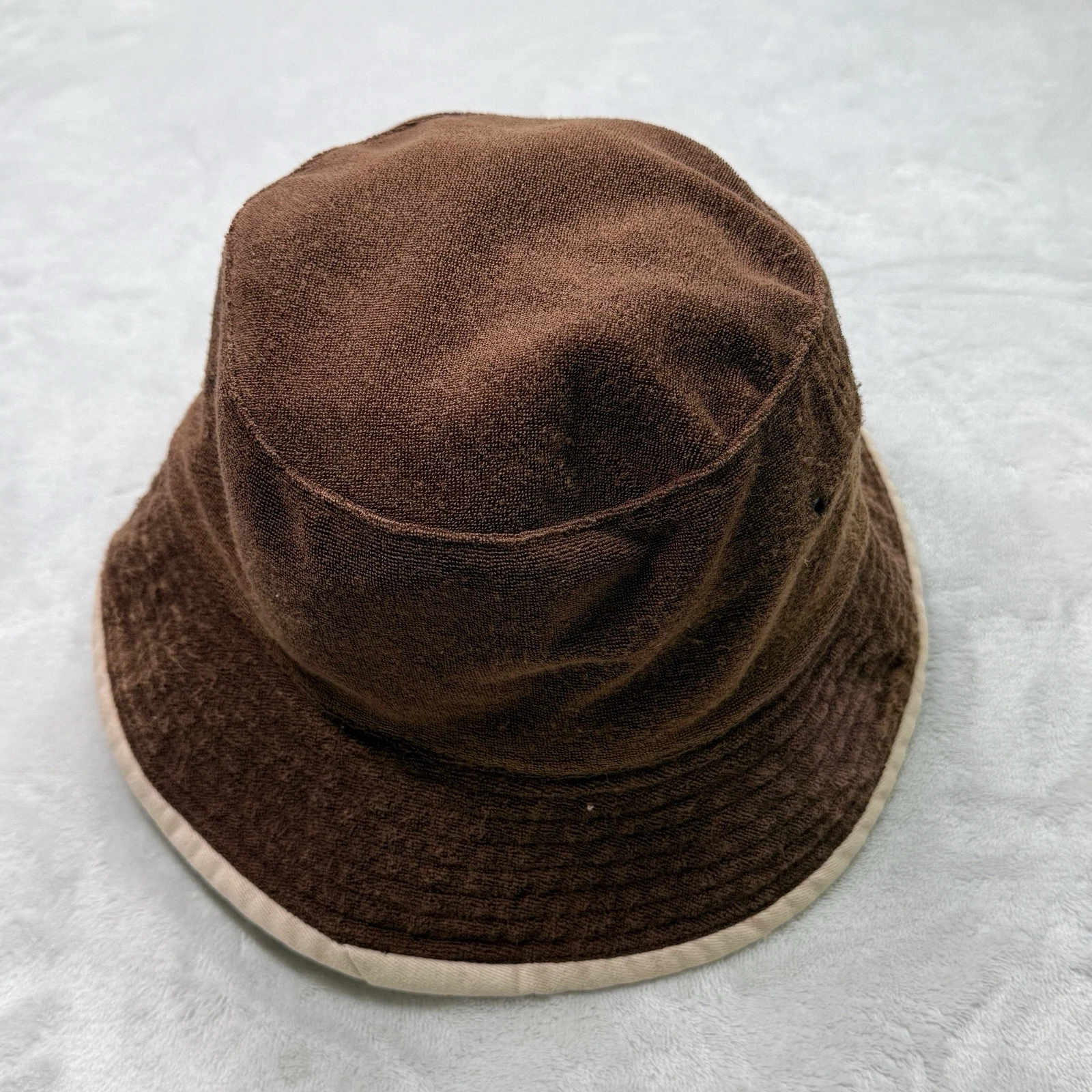 Vintage American Eagle Terry Cloth Bucket Hat Brown Reversible 90s