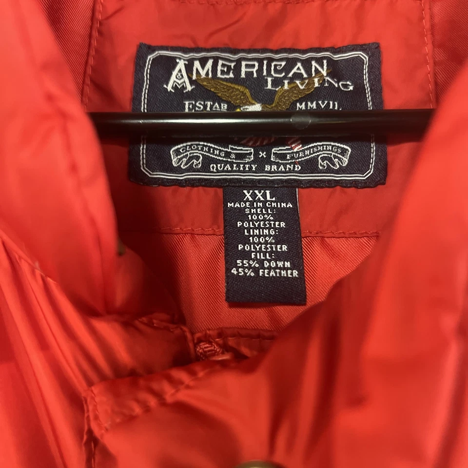 American Living Hombre Talla XXL Rojo, Plumón Chaleco Abombado, Con Bolsillos Foto 3 de 4