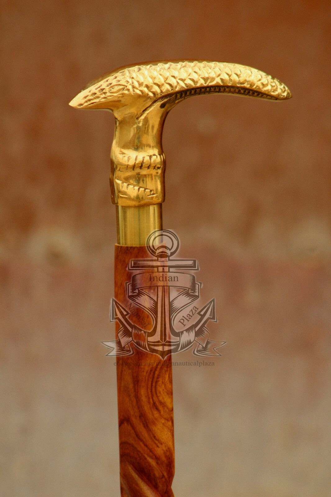 Nautical Solid Brass Golden Fish Head Handle Spir… - image 2