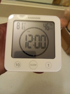 Kadams K0007STHW White Digital Waterproof Bathroom Shower & Kitchen Clock Timer