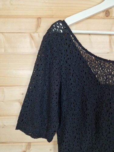 Toast Dress UK 14 Black Lace Shift Lined Broderie Anglaise LBD Mini - Picture 5 of 19