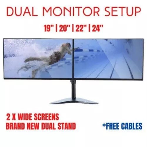 Dual Matching Monitor 22" 23" 24" 19" FHD LCD Widescreen w/ cables