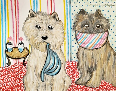 Cairn Terrier in Quarantine 13x19 Wall Pop Art Print Dog Signed by Artist KSams