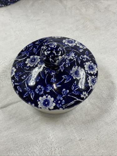 Burleigh Calico Blue Lidded Coffee Storage Jar Pot Canister Home Kitchen Drink - Picture 10 of 24