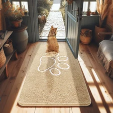 Dog Door Mat 48x30 Absorbent Non-Slip Chenille for Muddy Paws Indoor Use