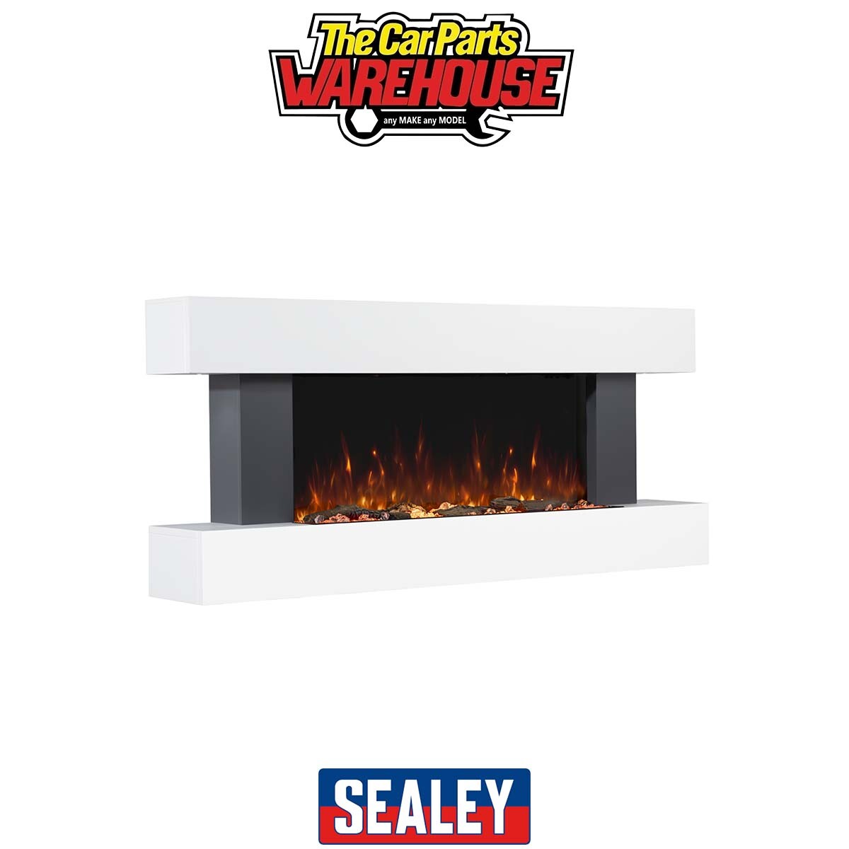 Sealey DH112 Baridi 46"" Wall Mounting 1000W/2000W Electric Fireplace with