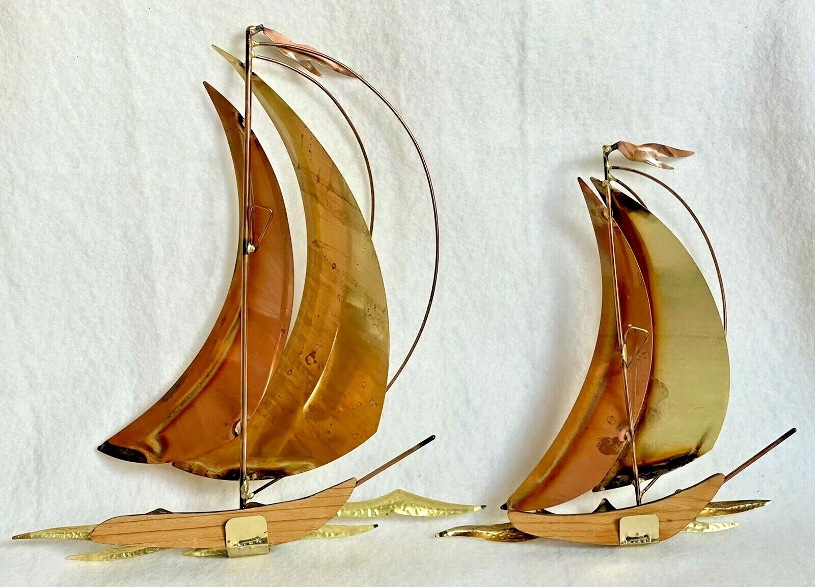 Vintage Metal Brass Copper Sailboat Wall Hangings Nautical Set of 2 eBay