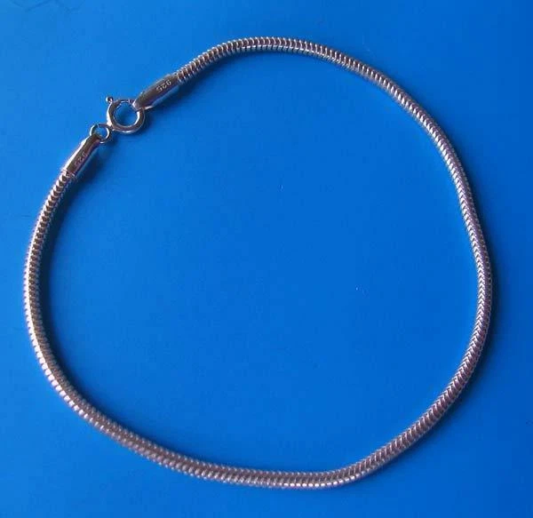 Italian! Sterling Silver 2.2mm Snake Chain Anklet | 9" Long | - Image 4 of 4