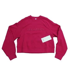 New Lululemon Size XS/S Scuba Oversized Sweatshirt Pullover Wordmark PSNT Pink