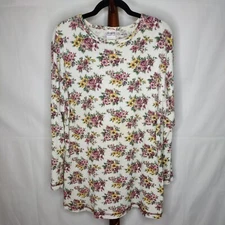 Sostanza women's size 2X tunic t-shirt multicolor floral round neck long sleeves
